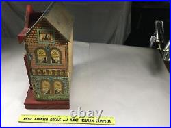 Antique R. Bliss Wooden Dollhouse Lithograph Wood Doll House 2 Story Original