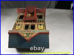 Antique R. Bliss Wooden Dollhouse Lithograph Wood Doll House 2 Story Original