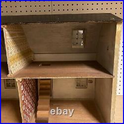 Antique USA 24x17x17 Large Toy Wood Wooden 4 Room 2 Story Dollhouse