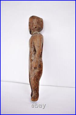 Antique Wooden Doll Figurine India Folk-Art Tribble Younger Man Boy DecoratiF35