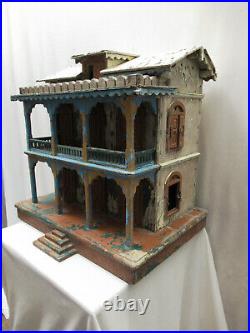 Antique Wooden Model House Indian Doll House Architectural Carved Miniature Old