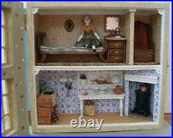Antique/repro/artist made ooak/wooden doll/queen ann/peg /penny doll + house