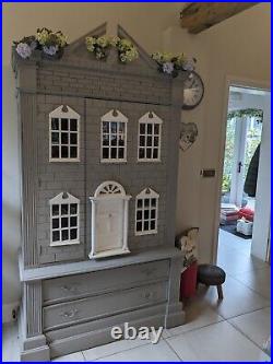 Antique wooden wardrobe in shabby chic dolls house style used