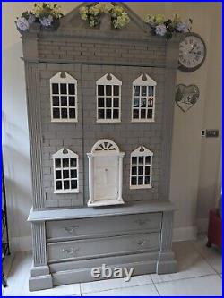 Antique wooden wardrobe in shabby chic dolls house style used