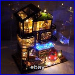 Assemble DIY Doll House Wooden Miniature Dollhouse Toys Furniture LED Lights