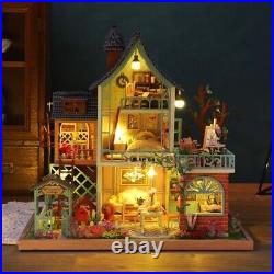 Assemble DIY Kits Casa Music LED Lights Wooden Miniature Dollhouse Toy Furniture