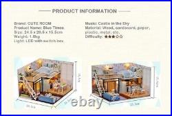 BLUE TIMES 3D DIY House LED Music Doll house Miniature Wooden Furniture Kit