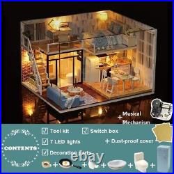 BLUE TIMES 3D DIY House LED Music Doll house Miniature Wooden Furniture Kit