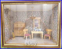 BODO HENNIG DOLLHOUSE FURNITURE and DOLLHOUSE CASE made of WOODEN with GLASS PANEL