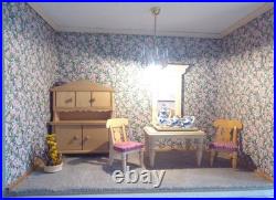 BODO HENNIG DOLLHOUSE FURNITURE and DOLLHOUSE CASE made of WOODEN with GLASS PANEL