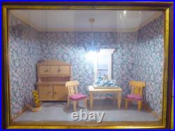 BODO HENNIG DOLLHOUSE FURNITURE and DOLLHOUSE CASE made of WOODEN with GLASS PANEL
