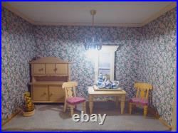 BODO HENNIG DOLLHOUSE FURNITURE and DOLLHOUSE CASE made of WOODEN with GLASS PANEL