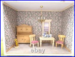 BODO HENNIG DOLLHOUSE FURNITURE and DOLLHOUSE CASE made of WOODEN with GLASS PANEL