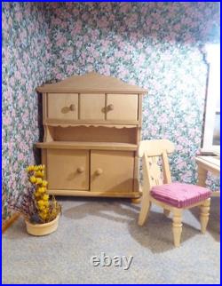 BODO HENNIG DOLLHOUSE FURNITURE and DOLLHOUSE CASE made of WOODEN with GLASS PANEL