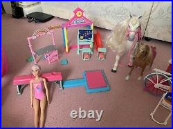 Barbie Bundle And Large Wooden Dolls House. Also Plane, Horse And Over 30 Dolls