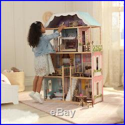 Barbie Size Charlotte Classic Wooden Dollhouse with 14 Accessories EZ Assembly
