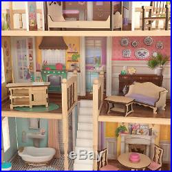 Barbie Size Charlotte Classic Wooden Dollhouse with 14 Accessories EZ Assembly