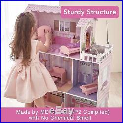 Barbie Size Dollhouse Furniture Girls Playhouse Dream Play Wooden Doll House Set
