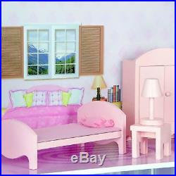 Barbie Size Dollhouse Furniture Girls Playhouse Dream Play Wooden Doll House Set