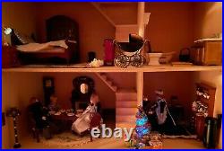 Beautiful Wooden Doll's House With Victorian Family And Their Lovely Furniture