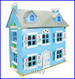 Beautiful wooden dollhouse Alpine Villa furniture and a family of dolls, 019