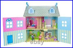 Beautiful wooden dollhouse Alpine Villa furniture and a family of dolls, 019