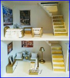 Bespoke Wooden Doll House With Furniture & Staircase