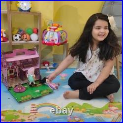 Big Wooden Doll House for Girls Foldable, Easy to Carry Colorful Dollhouse w