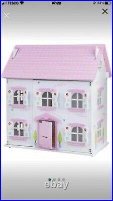 Bigjigs Butterfly Cottage Large Wooden Dolls House 59x60x36cm NEW flat Pack