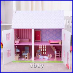 Bigjigs Toys Wooden Heritage Playset Rose Cottage Complete Dolls House