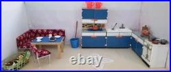 Bodo Hennig Corner Bench Cabinet 50s Kitchen Blue Wood Dollhouse Dollhouse 112