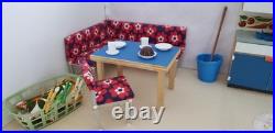 Bodo Hennig Corner Bench Cabinet 50s Kitchen Blue Wood Dollhouse Dollhouse 112