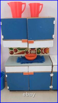 Bodo Hennig Corner Bench Cabinet 50s Kitchen Blue Wood Dollhouse Dollhouse 112