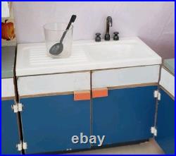 Bodo Hennig Corner Bench Cabinet 50s Kitchen Blue Wood Dollhouse Dollhouse 112