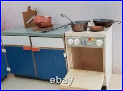 Bodo Hennig Corner Bench Cabinet 50s Kitchen Blue Wood Dollhouse Dollhouse 112
