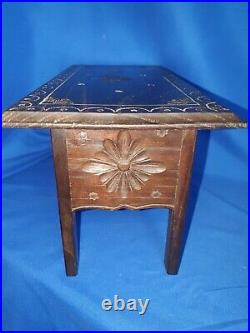 Breton Quimper Doll's House Wooden Storage Table, Stamped J Courret 1920-1940