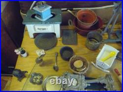 Bundle of approx 70 items dolls house merchant shop parts