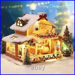 CUTEBEE Snow DIY Wooden Miniature Doll House Furniture New Year Christmas Toys