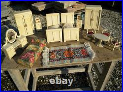 C. 1915-25 ART NOUVEAU BEDROOM 11 pc paint furniture bedroom + sofa + dolls