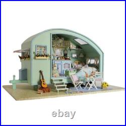 Caravan Travel Miniature Wooden Doll House DIY Kit with Music Box & Cover Gift