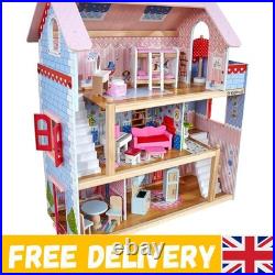Chelsea Cottage Wooden Dolls House for 12cm Dolls with Furniture Dream Playset