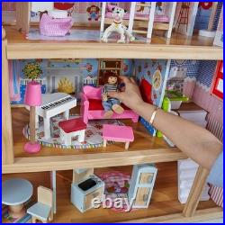Chelsea Cottage Wooden Dolls House for 12cm Dolls with Furniture Dream Playset