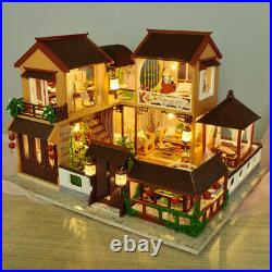 Chinese Architecture Wooden Doll House DIY Kit Miniatures with Furniture