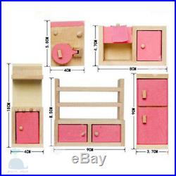 Class Pink Wooden Furniture Dolls House Kitchen Set Miniature No Dolls