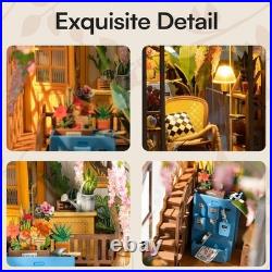 Creative Miniature Dolls House Book Nook with LED Ambiance DIY Assembly Kit