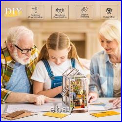 Creative Miniature Dolls House Book Nook with LED Ambiance DIY Assembly Kit