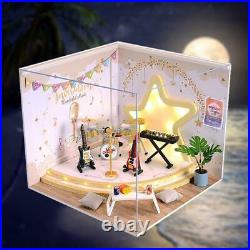 Creative Wooden 112 Dollhouse Music Room Dustproof Cover Christmas Toy