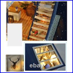 Creative Wooden Dollhouse Miniature Doll House Model Xmas Gift for Kid