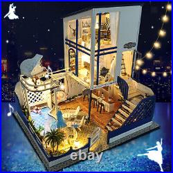 Creative Wooden Dollhouse Miniature Doll House Model Xmas Gift for Kid