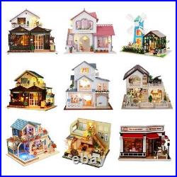 DIY Assembly Wooden Dolls House Miniature Furniture Kit With Clear Dust-proof